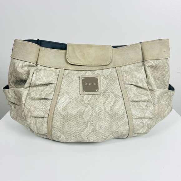 💋 Beautiful Miche Animal Print Clutch Purse, Magnetic Closure Natural Color - Picture 1 of 8